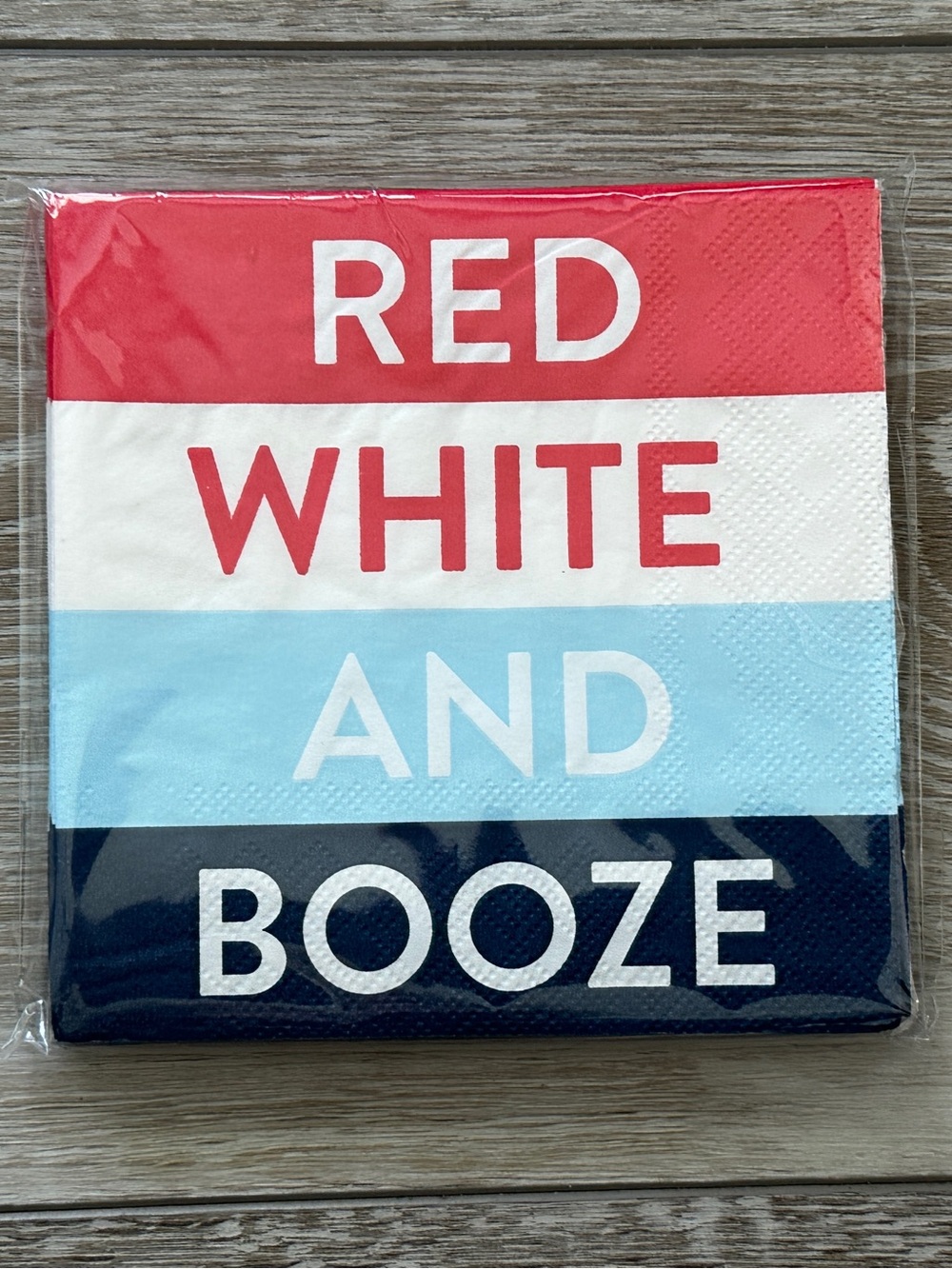 NWT Red White and Booze Beverage Cocktail Napkins July 4th etc Package of 20